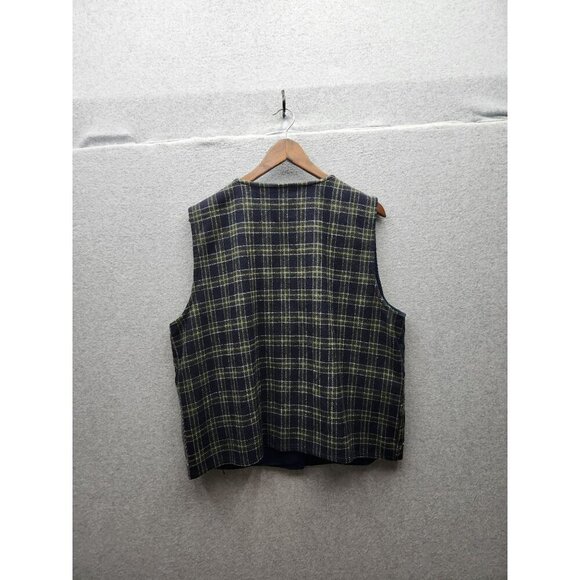 Dress Barn Woman 1X Patchwork Wool Blend Plaid Vest Blue/Green Floral Embroidery - Picture 3 of 3